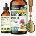 BIO KRAUTER Burdock root Tincture - 抗氧化剂支持液体补充剂 - Burdock root 提取剂 - 无酒精和糖 - Vegan Drops 4 Fl.Oz.