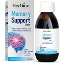 HERBION Naturals 内存支持液体 - 帮助改善大脑功能和失明,与Ginkgo Biloba保持健康模度,12岁以上的成人和儿童,5 fl z,150 ml