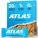 Atlas Protein Bar – 20g Clean Protein, 1g Natural Sugar, No Seed Oils, Gluten Free, No Artificial Sweeteners - Vanilla Almond 24 Count