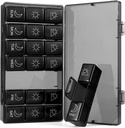 每周药丸组织者 7日 3日 Times, Portable Pill Organizationer, BPA Free Pill case, 旅行每日药丸盒提醒, 维生素药物组织者, 补充品(黑色1)