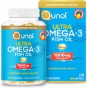Qunol Omega 3 Fish Oil Mini Softgels, 1000mg Ultra Pure Fish Oil, Heart Health Support, Omega 3 DHA Supplements, Lemon Flavor, 2 Month Supply, 120 Count