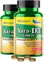 美国医学和科学Xtra D3 维生素D 5000 IU(125 mcg) Cholecalciferol 男女补充(120 Easy to Swallow Softgels) 2 packQQBest for Bone, Heart Health, Immune System Support, Lung 函数