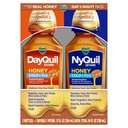VICKS DayQuil & NyQuil SEVERE Honey Flavor Co-Pack, 冷和流体医学, 解脱头痛, 发烧, 酸喉, 小痛和疼痛, 鼻塞, 辛纳斯压力, Stuffy Nose, 和咳嗽, 2x12oz