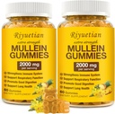 Mullein Gummys,2000mg 清肺的有机Mullein叶片提取,Boost呼吸器和消化器,成人和孩子的Immune促进器,过敏友好,非GMO,120 Gummys