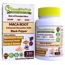 秘鲁 Maca Root Capsules 150 cm. 强力 Maca 混合 黄红和黑色 Maca 根与黑辣椒。 所有天然 NNGMO Vegan 不 Steate No Rice Power No Silica No Filler
