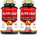 5in1 橄榄叶提取4个月 6050mg 与Garcinia Cambogia,绿茶,绿咖啡和黑椒 - 心血管健康,健康与免疫支持 - 2 包 60 Capsules