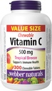 Webber Naturals Vitamin C,300 Chewable Tropical Breeze Flavor Talats,500 mg of Vitamin C per Platet, Bones, Teeth, Immune and Antioxidant Support, 非转基因生物、奶制品和无胶水
