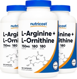 营养成本 L-Arginine L-Ornithine 750mg; 180 Capsules(3瓶)