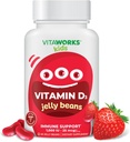 儿童维生素D 1000 IU Jelly Beans - 美味天然草莓 Flavor,蔬菜,无转基因生物,Gluten Free,Nut Free Vitamins - 营养支持补充 - 儿童 - 60 Jellies