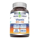 神奇的维生素D35000 IU 配有维生素K2 100 Mcg|250 Veggie Capsules | D3 + K2 Complex | Non-GMO | Gluten Free| |美国制造