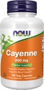 Now 食品补充剂 Cayenne (Capsicum annuum) 500 mg, 草药支持, 100 Veg Capsules