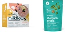 UpSpring Stomach Settle Drops, Mint Flavour, 28 Ct+Millkflow 母乳喂养补充饮料 与莫林加和祝福的硝酸盐混合,无 Fenugreek | Elderberry Lemonade Flavor 16 饮料混合