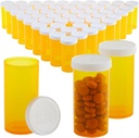 50-Pack Pill 瓶装盖子空空 - 13 Pill Dram 塑料药瓶 - 塑料Vials - 处方药容器,维生素和补充剂 - 橙色