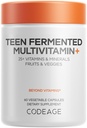 编码 青少年多维特敏 补充 – 少年男女每日维生素和矿物 – Omega-3和维生素A至K有机全食配方 60卡普苏莱