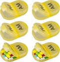 6 Pack Pill组织者 Pocket Small Case Holder Am Pm Pill Case 便携式两辆模拟车 旅行2次