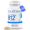 L-Methylfolate + B12 甲基Cobalamin Blend 7.5mg - 60 capsules - 活性叶酸和甲基化 B12-5-MTHF & B12 男女补充剂 - 非转基因生物,无胶质,无填充剂