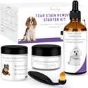 狗眼泪污泥清除器启动 Kit, 带有巫师Hazel 提取器, 移除眼泪污泥, 卸载 & Mucus, 包括 Stain 溶液, 应用器擦拭器, Stain Powder & Brush, Lasts 30-45天