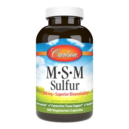 Carlson - M-S-M 硫磺,1000 mg - 高级生物利用率,联合功能,连接组织支持与健康皮肤,300 蔬菜卡普尔
