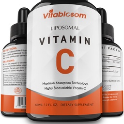 Liposomal维生素C 2000mg 成人液体,高吸收VIT C, 最大限度地增加维生素C, 免疫系统和抗氧化剂支持, 60ML(1瓶)