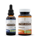Artichoke USDA Organization and Star Anise Capsules (2 pcs.) QQ 无酒精有机Artichoke (Cynara scolymus) 干叶2 oz and 1000 mg star Anise (Illicium verum) 干籽(60 capsules)