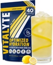 Vitalyte Electrolyte Powder Drink Mix,同位素电解水解Mix,Gluten Free Post Workout Powder Mix, Pack of 1, 35 oz., Lemon Flavor (英语).