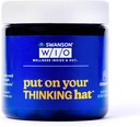 Swanson WIO 戴上你的思考帽子 脑健康, 集中, 更好的焦点, Ginkgo Biloba + 神经元咖啡水果, Vegan, Non-GMO, Wellness, 30 Veggie Capsules (30日供应)
