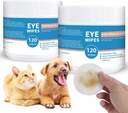 狗和猫眼擦拭 - 240ct/2pack 狗眼泪污渍清除器擦拭 - 配有 Chamomile & Witch Hazel - 3.15" Pressoaked & Textured Pet擦拭眼睛