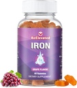 铁糖维生素 - 成人与儿童铁脂免费补品 - 花生免费补品 - 葡萄 Flavor Chewable Vitamins for Men & Men - 60 Counter