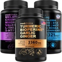 MEDCHOICE Turmeric & Ginger (120ct), Sleep Melatonin (90ct), 和Nootrotic Brain (60ct) 补充 Bundle - 脑,睡眠,和免疫支持的安康三重奏 - Vegan, Non-GMO, Gluten-Free