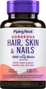 Piping Rock hair Skin and Nails Vitamins 120 Caplet Pills 配以 Collagen → 5000 mcg of Biotin → Non-GMO, Gluten Free Supple Supple 配音: 皮发和直肠素 120 Caplet Pills → 配音: 科拉根 → 5000 mcg of Biotin → Non-GMO, Gluten 免费补充品