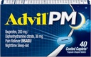 Advil PM(40 count, pack of 2) 疼痛救生剂 / 夜间睡眠援助 Coated Caplet, 200mg Ibuprofen 和 38mg 二苯胺 Citrate