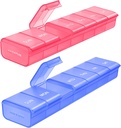 AUVON 2 Pack Weekly药丸组织者、多份药丸追踪的双彩大药丸套件、旅行7天药盒、家用药盒、补充品、药品