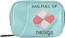 Naanle 医疗药丸盒 7 日 Bag 旅行组织者,配有 Zipper Portable Weekly Control 尺寸的维生素补充剂 Holder A Cartoon Blue White 4.6 x 3.14 x 1.88英寸,1.0 count