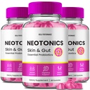 Neotonics Skin and Gut Gummys, Neotonics Skin & Gut Health, Neotonics Glow Up Skin 补充 Neotonics 清除皮肤 – Skin Gummys for smooth Skin Probiotic Gummys Reviews (3包).