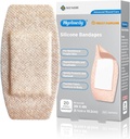 Silicone Adhesive Bandages 大尺寸用于敏感脆弱皮肤 2"x4" 20 个软纤维Latex 自由假体XL Breathergenic Bandages for Adhesive Alergy Wounds
