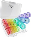 Fullicon周刊药丸组织者 药丸组织者 3 Times for Travel, Splill Profof Pill Holder 7 Day,大型药丸组织者 维他命,鱼油,和补充品(清彩彩虹)