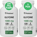 PRISTINE的Glycine(2Pack)1000MG氨基酸睡眠支持补充Capsules - 120天供应 - 肌肉恢复,Collagen & Kidney支持补充 - Vegan, Non GMO, Gluten Free