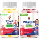 维生素D3 K2 Gummys 5000 IU - Immune & Bone Suppor & Magnesium Gummys for Kids & Altors - 500 mg