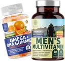1号营养 N1N 男性多维素日报[维生素A C E D, 镁, 锌]和Omega 3 6 9 + DHA Gummys [Vegan, Plan-base], 2 Pack Bundle]