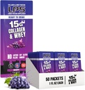 营养设计 LPS 液体Colagen & Whey蛋白补充剂 - 非GMO 饮料,无糖 - 促进男女健康皮肤和头发,葡萄,单一服务(50包)