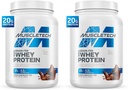 肌肉科技 Grass Fed Whey蛋白粉换肌肉增益,生长荷尔蒙自由,非GMO,Gluten Free,20g蛋白+4.3g BCAA,三联巧克力,1.8磅(包2)