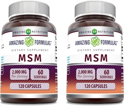惊人的公式 MSM(甲基硫磺酰甲烷) 补编 → 2000 Mg Per service → Capsules → Non-GMO → Gluten Free → 在美国制造(2 Pack, 120 Counter)
