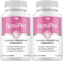 (2 Pack) Femi Pro生素 - FemiPro 高级公式Bladder控制支持,微生物平衡,健康泌尿系统,120 Capsules