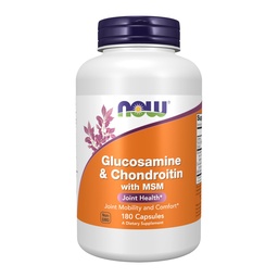 Now Foods Glucosamine 1.1g,Chondroitin 1.2g,配有MSM 300mg,180 Capsules (Pack of 2).