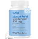 Curist Guaifenesin 600 mg 扩展释放药片(200 Dye-free 药片) - 预测者 Mucus Relief,通用 Guaifenesin 600 mg, (Bulk Pack)