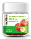 自然之钥 Ashwagandha Gummys, 3000mg 高潜力 Ashwagandha 根提取与维生素D2, 压力, 冷静的Mood和认知, 男女,草莓火焰(60 Counter of 1)