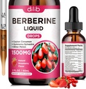 Berberine 补充液滴 - Berberine HCL 1500mg 与锡兰桂,Bitter Melon, Gymnema Sylvestre for Imune, 文摘系统和心脏健康,天然草莓 Flavor, 2 Fl Oz