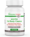 Greens First Full Body AM/PM 清洁剂补充剂 - 天然毒素解毒剂 - 全面肠道和便秘救助 - 消化性健康囊 - 20 Veggie Capsules