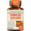 Turmeric Curcumin 补充 - 1200 mg 有机Turmeric + Tummeric 提取(95% Curcuminoids)用于联合支持和消化健康 - Turmeric 补充 - 纯 Curcumin with Black Pepper - 60 Capsules