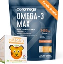 Coromega Family Bundle – Omega-3 给成人和孩子的鱼油(60 Squeeze Packets) 2400mg/650mg Omega-3 + 维生素D,3X 更多的吸附剂而非药丸,没有鱼的余味,Citrus Burst和热带橙